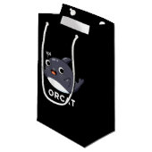 Orcat Funny Cat Orca Pun Dark BG Klein Cadeauzakje (Voorkant Gekanteld)