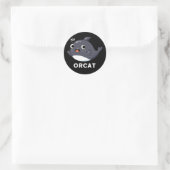 Orcat Funny Cat Orca Pun Dark BG Ronde Sticker (Tas)