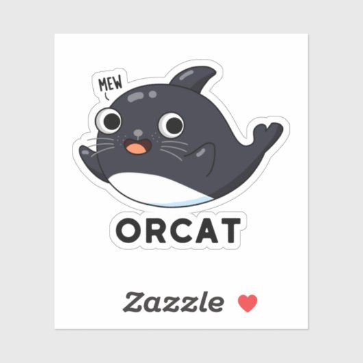 Orcat Funny Cat Orca Pun Sticker (Vel)