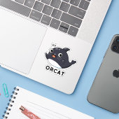 Orcat Funny Cat Orca Pun Sticker (Laptop met iPhone)