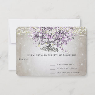 Orchard Blush Lavendel Hart Blad Boom Bruiloft RSV RSVP Kaartje