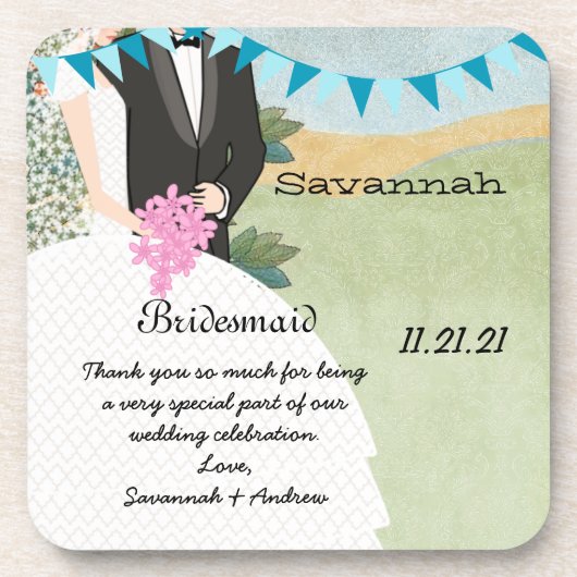 Orchard Buntings Bride & Groom Bridesmaid Onderzet Drankjes Onderzetter (Voorkant)