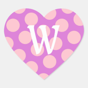 Orchard en Roze Stippen Witte Moderne Monogram Hart Sticker