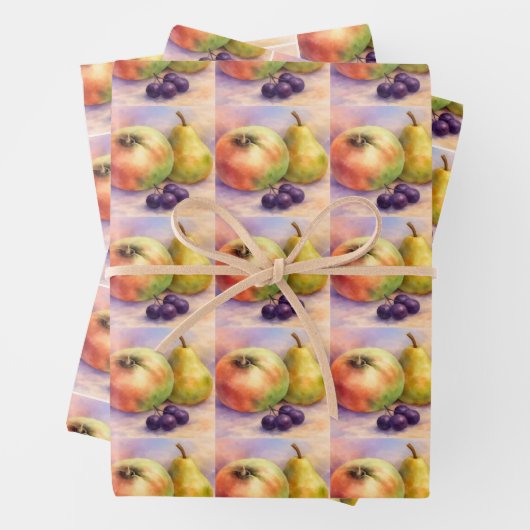 Orchard Fruit Gift Wrap | Apples & Pears Set Inpakpapier Vel (In situ)