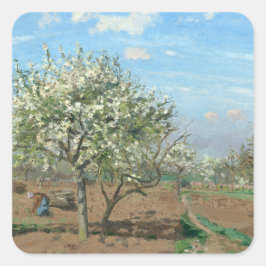 Orchard in Bloom, Louveciennes Camille Pissarro Vierkante Sticker