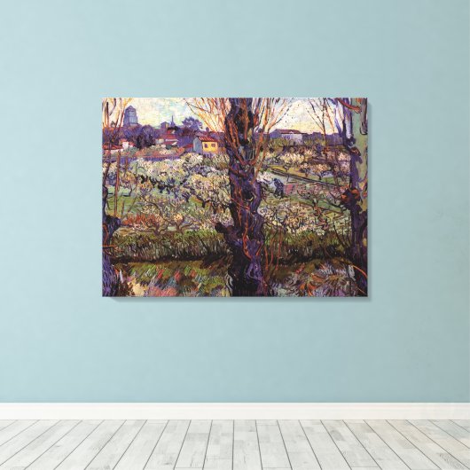 Orchard in Blossom, Arles van Vincent van Gogh Canvas Afdruk (Insitu (Houten vloer))