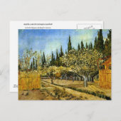 Orchard in Blossom, Cypresses, Vincent van Gogh Briefkaart (Voorkant / Achterkant)
