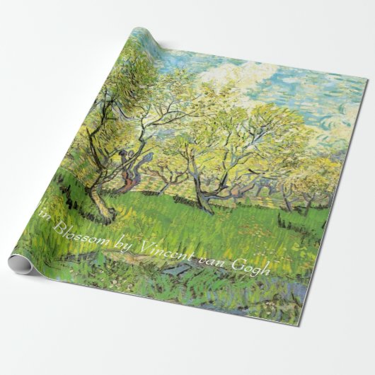 Orchard in Blossom door Van Gogh.  florale olie Cadeaupapier (Uitgerold)