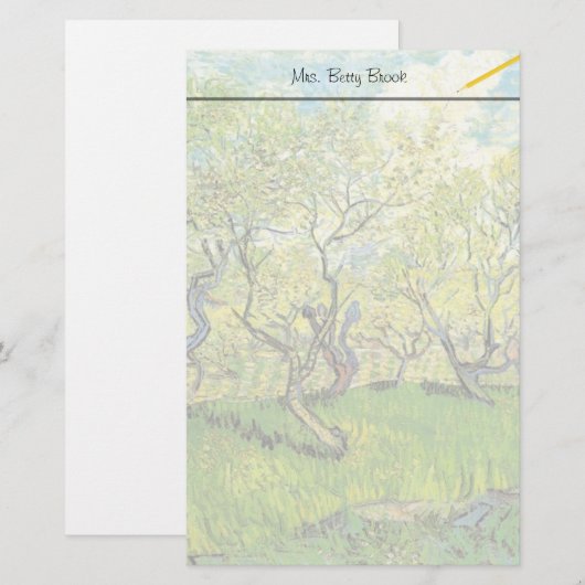 Orchard in Blossom door Vincent van Gogh. Briefpapier (Voorkant / Achterkant)