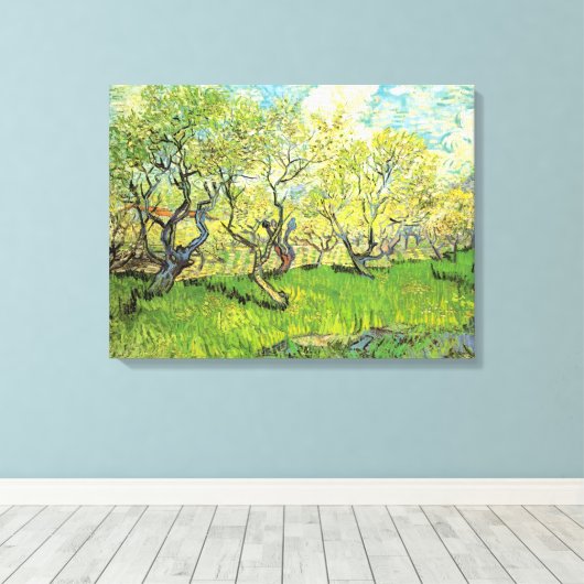 Orchard in Blossom door Vincent van Gogh Canvas Afdruk (Insitu (Houten vloer))