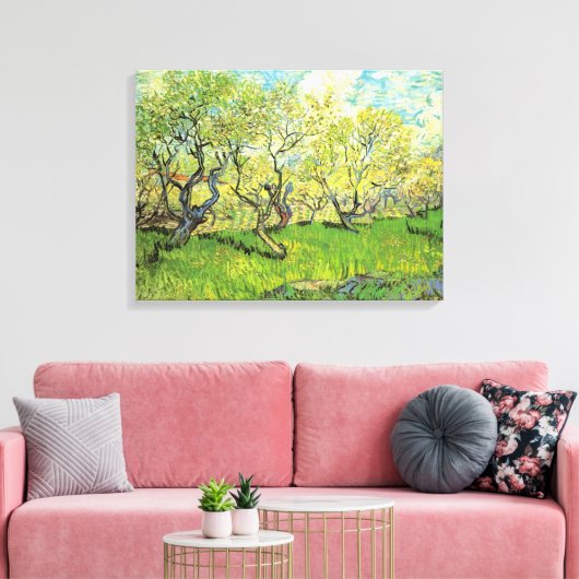 Orchard in Blossom door Vincent van Gogh Canvas Afdruk (Insitu (Woonkamer))