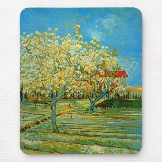 Orchard in Blossom door Vincent van Gogh Muismat (Voorkant)