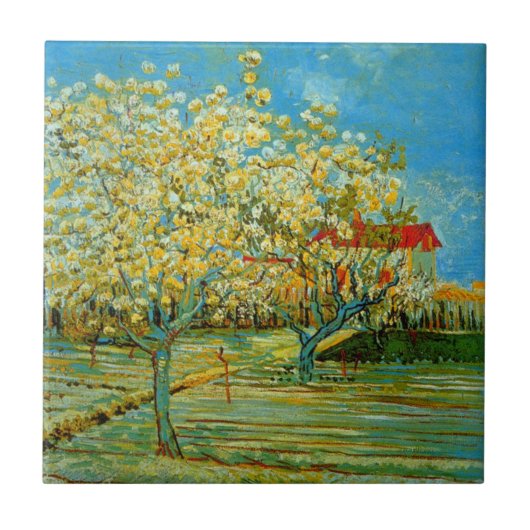 Orchard in Blossom door Vincent van Gogh Tegeltje (Voorkant)