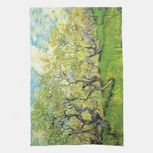Orchard in Blossom door Vincent van Gogh Theedoek (Verticaal)