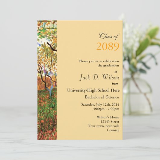 Orchard in Blossom, Van Gogh, afstuderen Kaart (Staand voorkant)