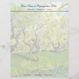 Orchard in Blossom, Vincent van Gogh. Briefhoofd Sjabloon