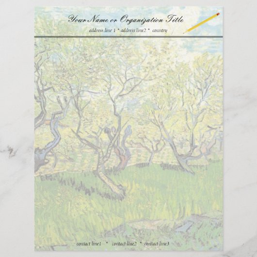 Orchard in Blossom, Vincent van Gogh. Briefhoofd Sjabloon (Voorkant)
