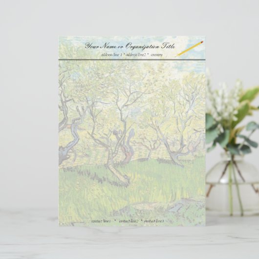 Orchard in Blossom, Vincent van Gogh. Briefhoofd Sjabloon (Staand voorkant)