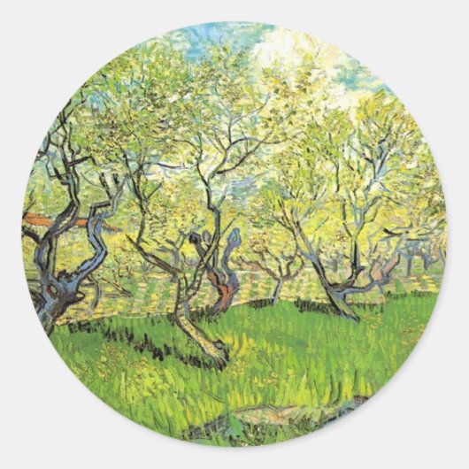 Orchard in Blossom Vincent van Gogh Ronde Sticker (Voorkant)