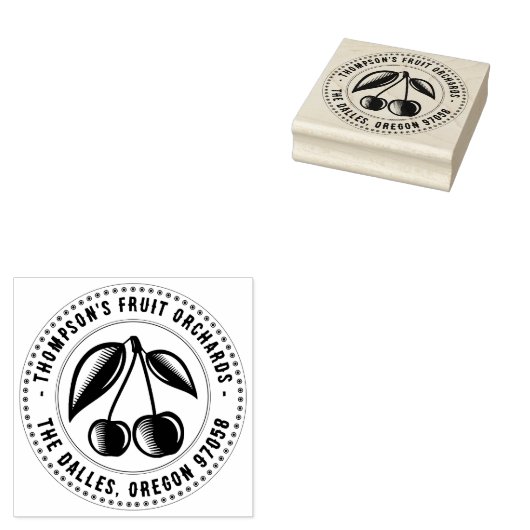 Orchard Naam Boerderij Stempel Kersen Fancy Rand (Gestempeld)