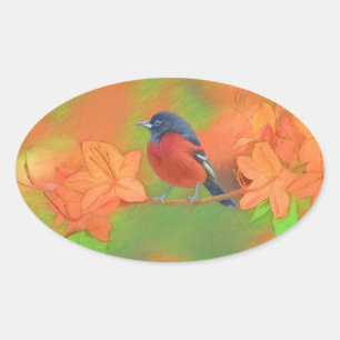 Orchard Oriole zangvogel schilderij originele voge Ovale Sticker