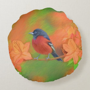 Orchard Oriole zangvogel schilderij originele voge Rond Kussen