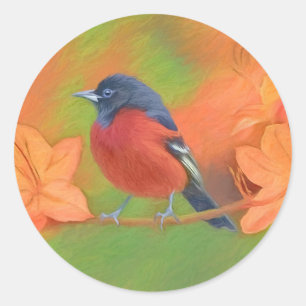 Orchard Oriole zangvogel schilderij originele voge Ronde Sticker