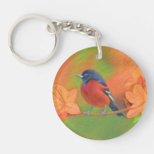 Orchard Oriole zangvogel schilderij originele voge Sleutelhanger