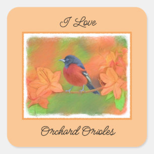 Orchard Oriole zangvogel schilderij originele voge Vierkante Sticker