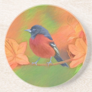 Orchard Oriole zangvogel schilderij originele voge Zandsteen Onderzetter