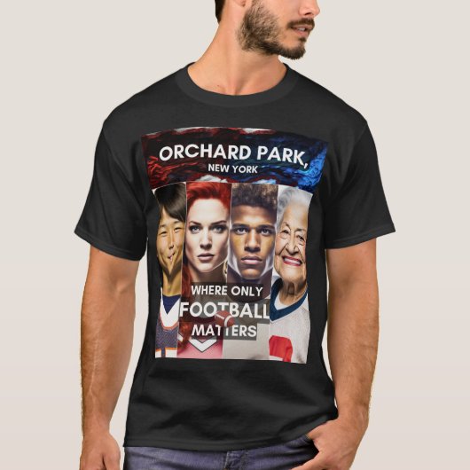 Orchard Park - waar alleen Football van belang is T-shirt (Voorkant)