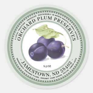 Orchard Plum Jam Label Jam Jelly 1930 Green