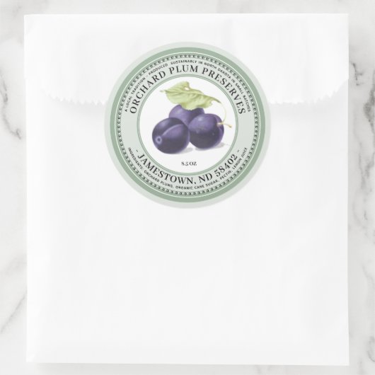 Orchard Plum Jam Label Jam Jelly 1930 Green (Tas)