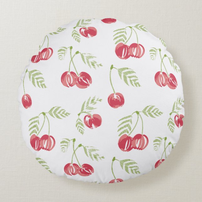 Orchard Treat Red Green Rond Kussen (Voorkant)