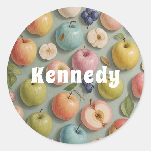 Orchard Whimsy: pastelvrucht Ronde Sticker (Voorkant)