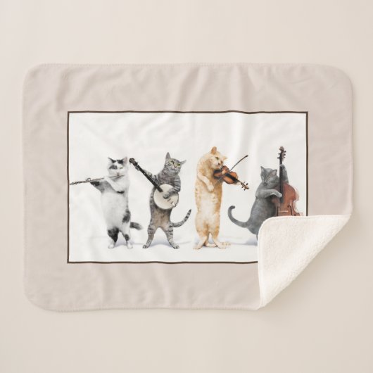 Orchestra cat Sherpa Blanket Sherpa Deken (Voorkant (horizontaal))