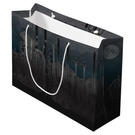 Orchestra Instrument Nighttime Skyline Large Cadeautasje (Voorkant Gekanteld)
