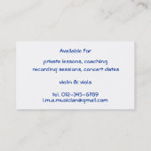 Orchestra Instruments Contact Card Contactkaartje (Achterkant)