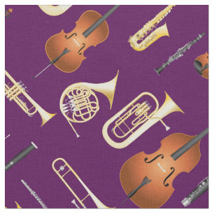Orchestra Instruments Musician Decor Paars Stof