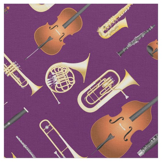 Orchestra Instruments Musician Decor Paars Stof (Close Up)
