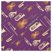 Orchestra Instruments Musician Decor Paars Stof (Swatch)