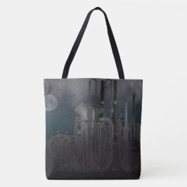 Orchestra Instruments Nighttime Moonlit Skyline Tote Bag