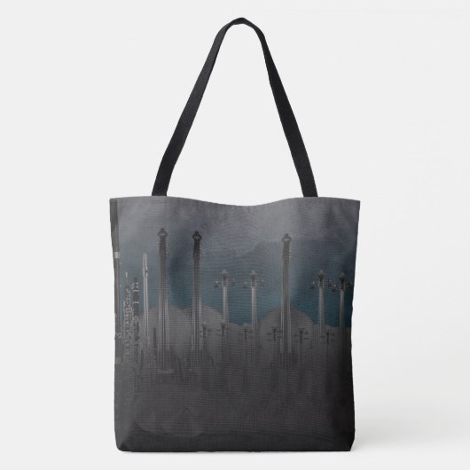 Orchestra Instruments Nighttime Moonlit Skyline Tote Bag (Achterkant)