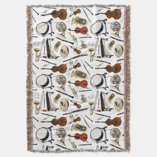 Orchestra Instruments Pattern Deken (Voorkant Verticaal)