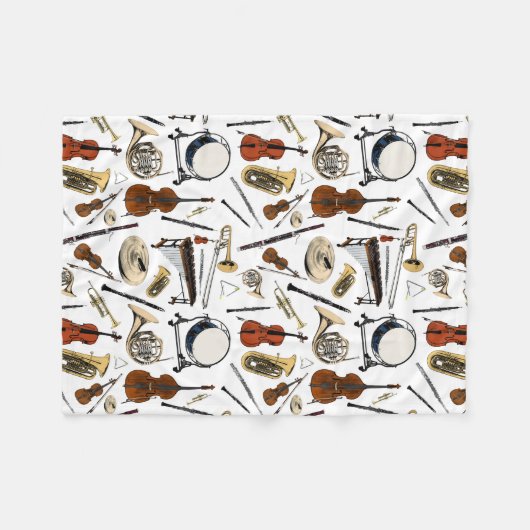 Orchestra Instruments Pattern Fleece Deken (Voorkant (Horizontaal))