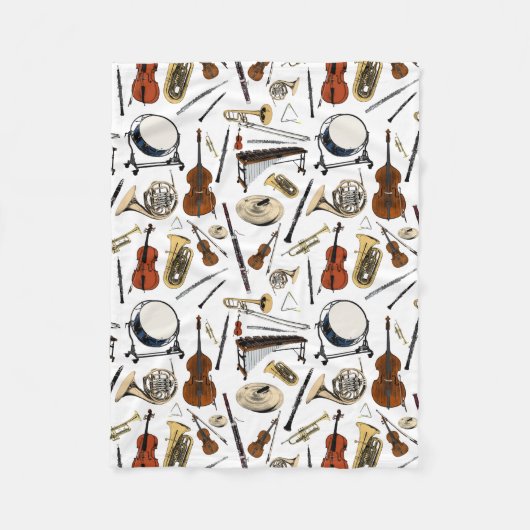 Orchestra Instruments Pattern Fleece Deken (Voorkant)