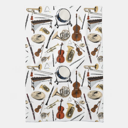 Orchestra Instruments Pattern Theedoek (Verticaal)