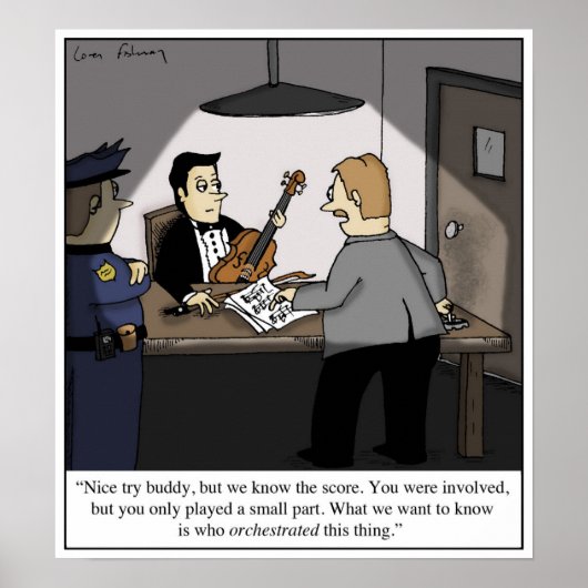 Orchestra Musician Classical Music Cartoon Poster (Voorkant)