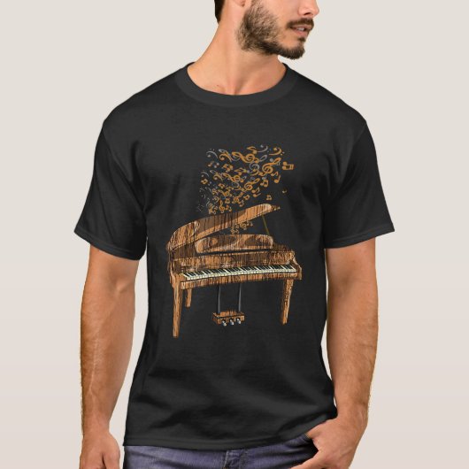Orchestra Pianist Musicus Gift Muzieknoten Piano T-shirt (Voorkant)