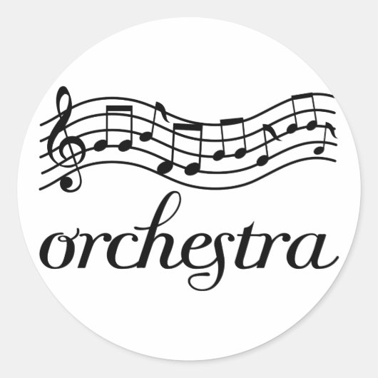 Orchestra Zwart Personeel Ronde Sticker (Voorkant)
